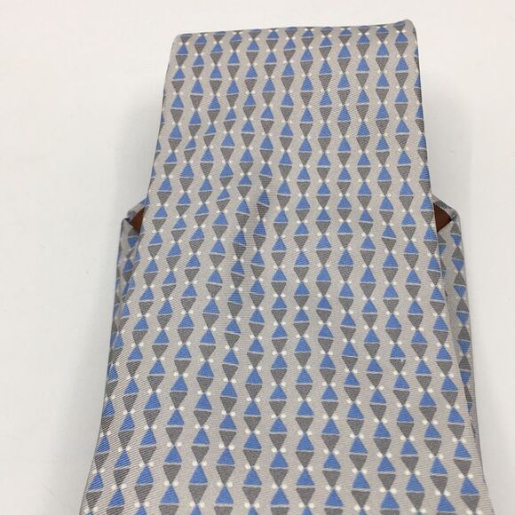 Lancel Paris 100% Silk Geometric Blue and Gray Tie Made in Italy - Picture 14 of 14